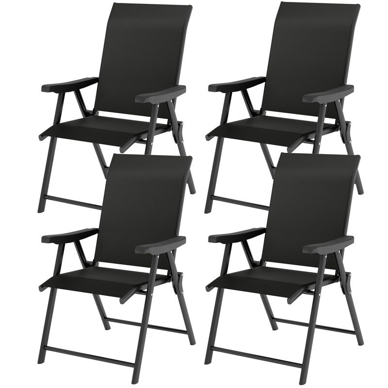 Outdoor Patio Dining Armchair, 4, Black