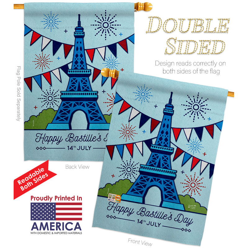 Bannière en polyester 40 x 28 po Happy Bastille Day