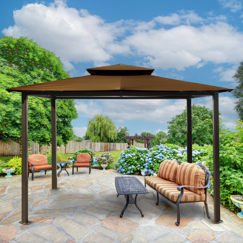 Barcelona 10 Ft. W x 12 Ft. D Aluminum Patio Gazebo, Cocoa