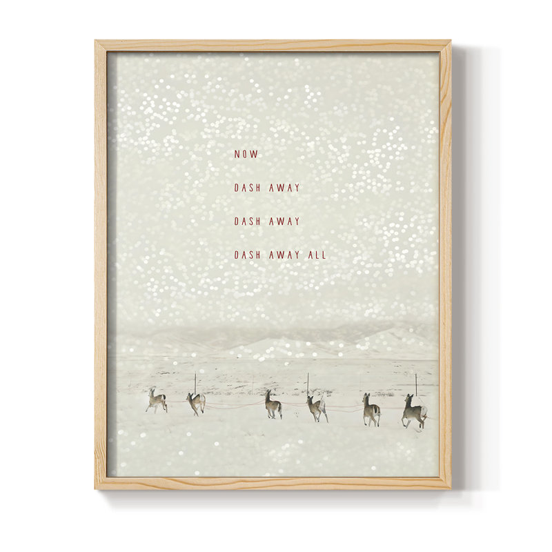 «Deer Dashing», reproduction encadrée - bois massif, Natural, H 15 po x l 12 po