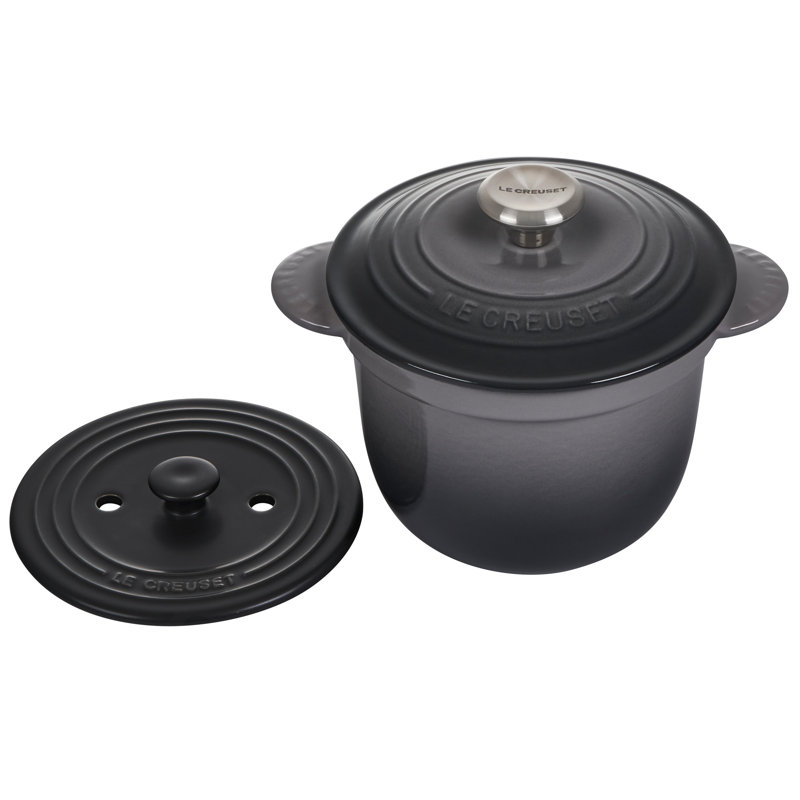 Le Creuset Enameled Cast Iron Rice Pot with Lid and Steamer Insert, Oyster