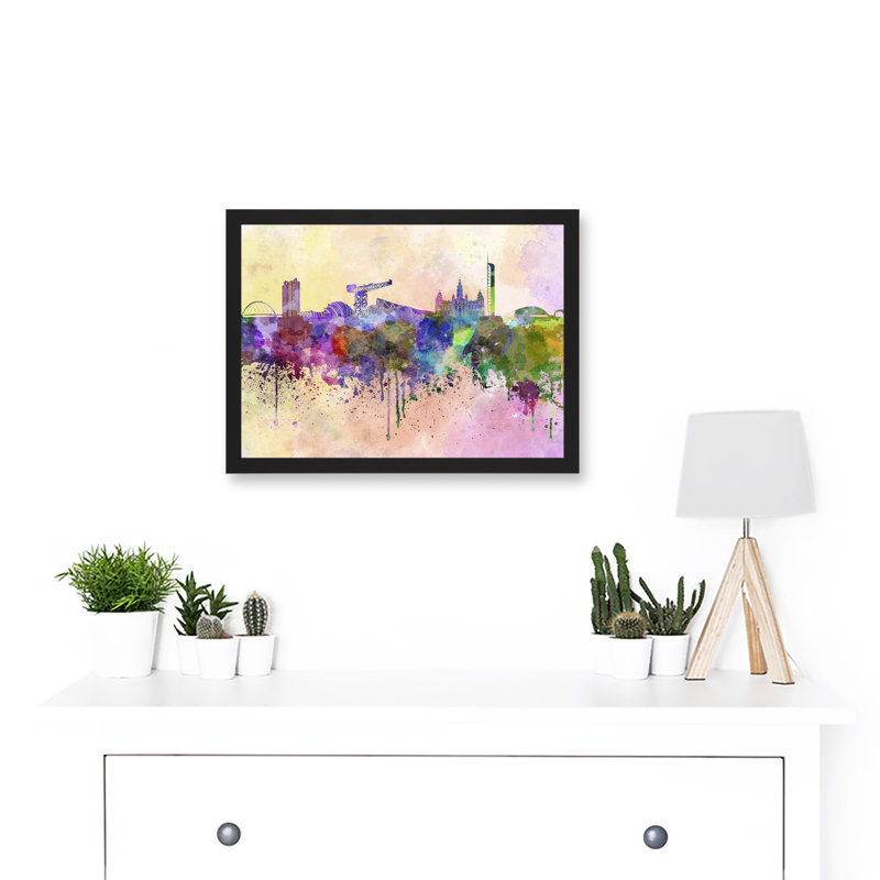 Cityscape Skyline Of Glasgow City - Single Picture Frame Painting