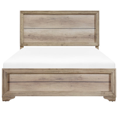 Bedroom Furniture Bed With Natural Look - Board And Wood Combination In Tone Construction For