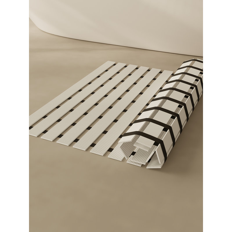 Anti-slip Shower Mat Drain Mat Easy to Store (36"×24“）, White