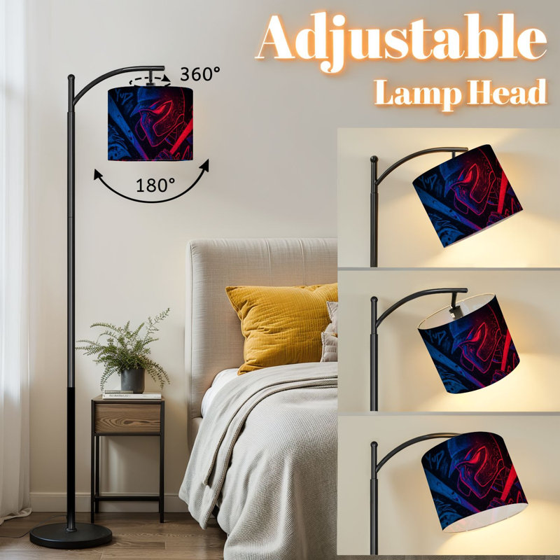 Lampe sur pied arc avec abat-jour réglable Neon Graffiti Art Baseball Bat