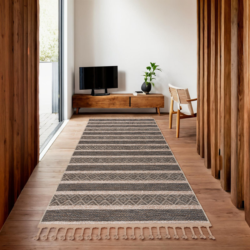 Stylish Hall Carpet, Beige, 39.4 x 78.7 inches | 64% Cotton, 21% Polyester, 15% Chenille | Machine Woven, 1.5 lbs per sq ft, 0.24 in Pile Height | Antibacterial, Washable, Easy to Clean - Perfect for Home Décor