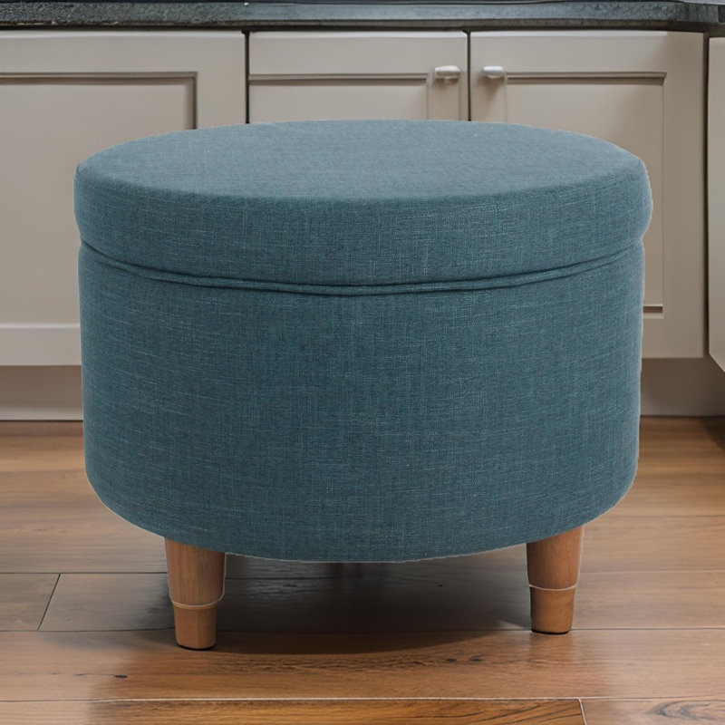 Repose-pieds rond avec rangement Chew Stoke, Bleu sarcelle