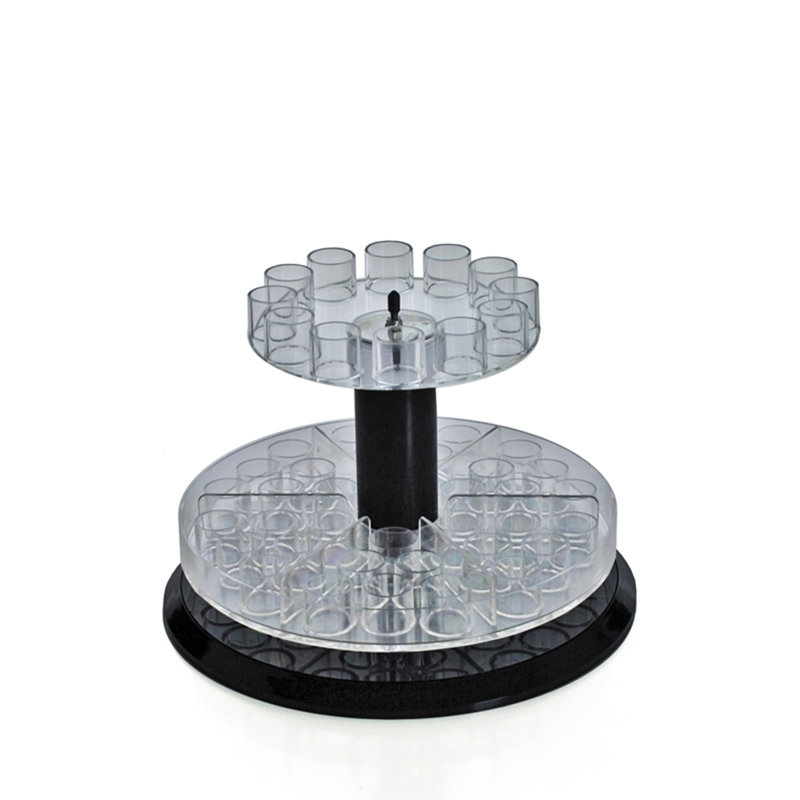 Two Tier Revolving Tester Display 8"H x 11"Dia. - round slot 1" dia