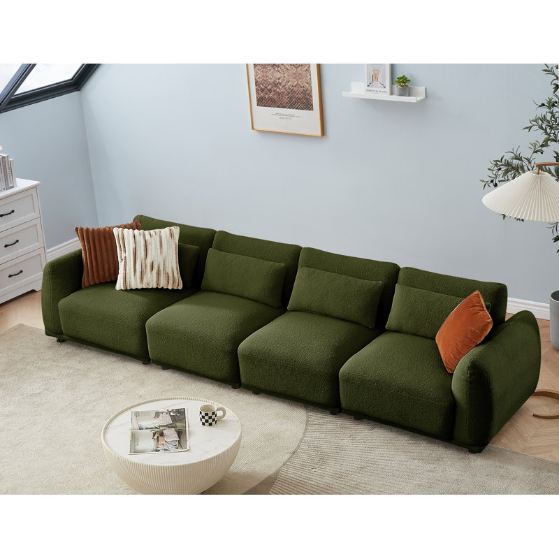 Owades Upholstered 127.95'' Sofa, Green Wool