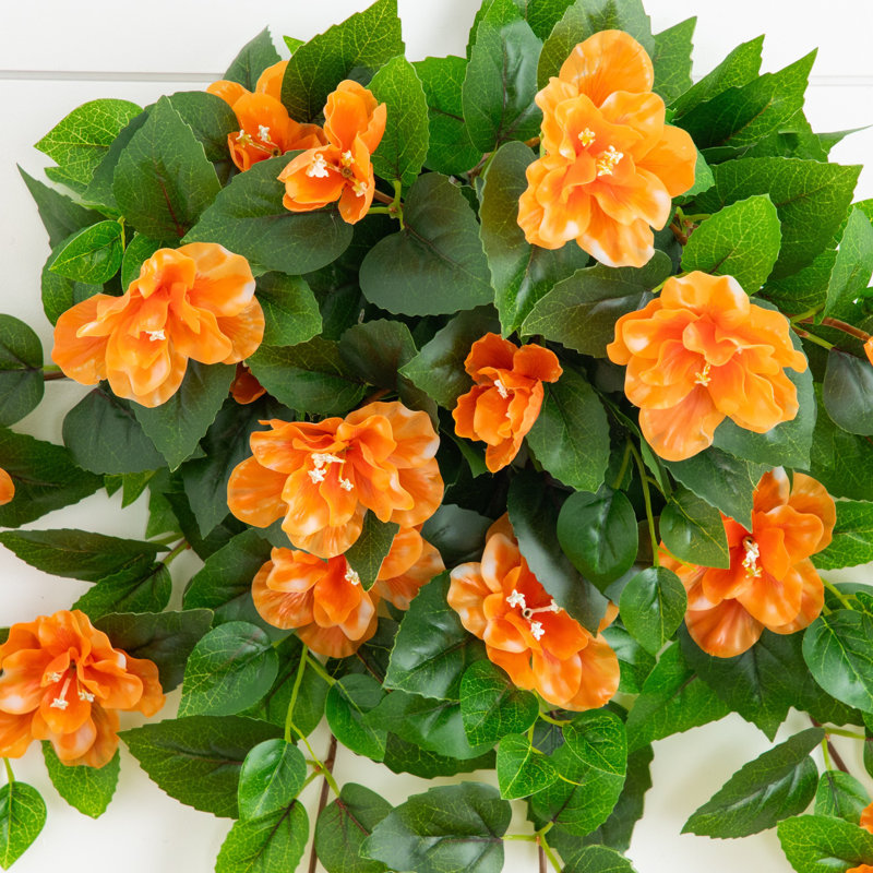 24 po Plante suspendue azalée artificielle résistante aux rayons UV (intérieur / extérieur) - ensemble de 3, Orange