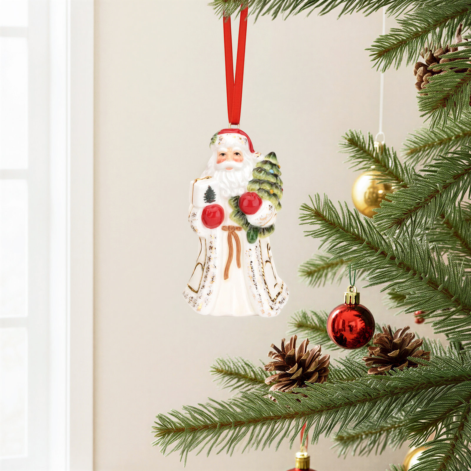 Spode Christmas Tree Single Santa Ornament 3.75"