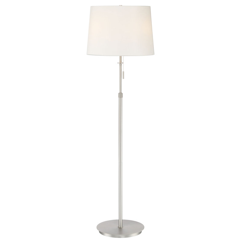 Lampe sur pied 71 po Shapiro, Nickel satiné