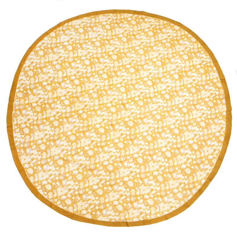 Nappe Bryssa - ronde, 90 po x 90 po, Moutarde / Gris