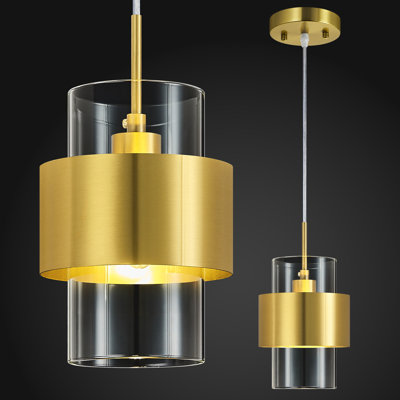Modern Gold Indoor Pendant Lighting with Glass Shade for Kitchen Island Bedroom Dining Room Living Room(3-Pack)