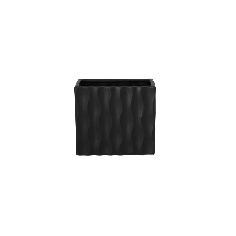 Vase rectangulaire en céramique au fini mat, H 5,25 po x l 5,25 po x P 10,25 po, Noir, noir, noir, noir