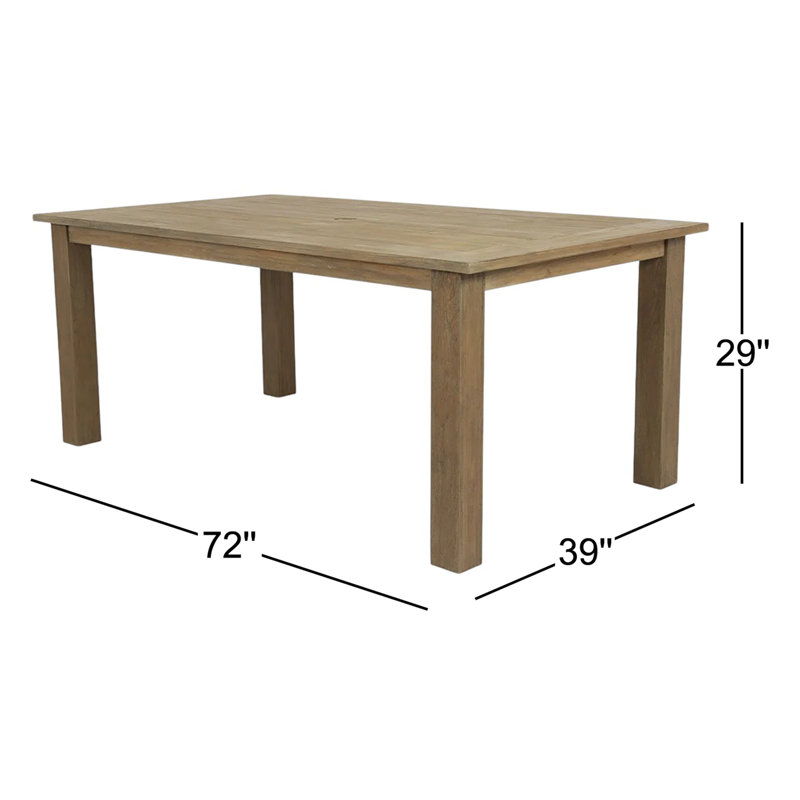 Coastal Teak Outdoor Dining Table, 72" L x 39" W
