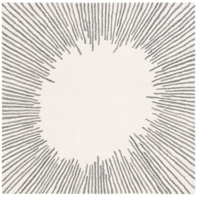 Jakavian Hand Tufted Wool/Cotton Abstract Rug in Gray/Ivory