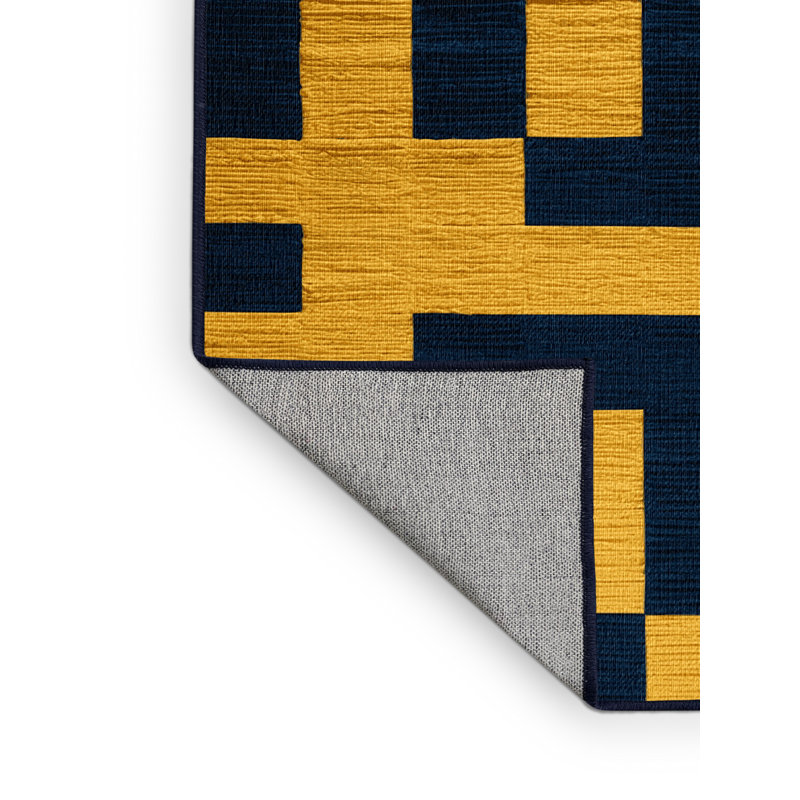 Tapis bleu à carreaux lavable à la machine, Carré 8 pi