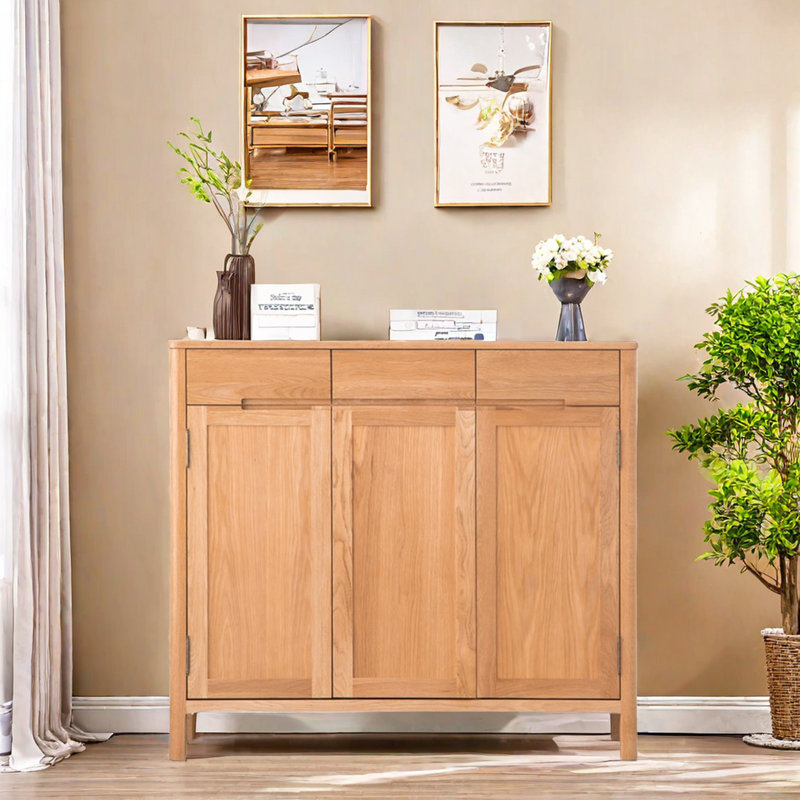 Armoire à chaussures à trois portes en bois massif minimaliste 24 paires