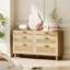 Commode en rotin avec tiroirs et poignée en métal, commode à 6 tiroirs pour la chambre à coucher