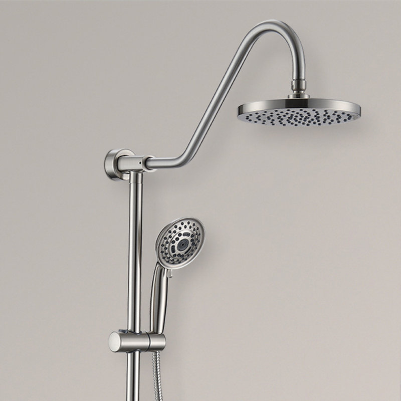 Pomme de douche à fixation murale 8 pouces avec douche à main et barre coulissante Topcraft