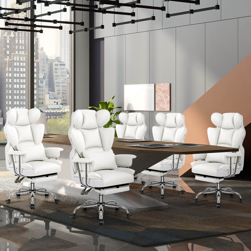 Faux Leather Executive Computer Chair, White