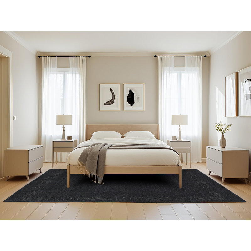 Tapis contemporain noir, Rectangle 5 pi 0 po x 8 pi 0 po