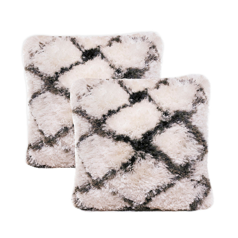 Ezaria Geometric Trellis Textured Polyester Throw Pillow Set of 2