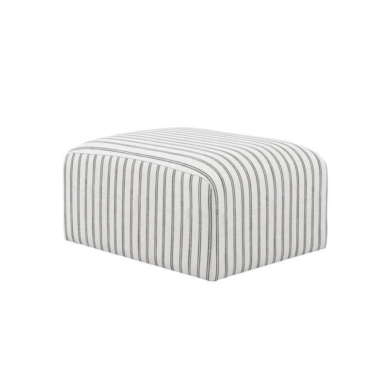 Ryder 90cm Wide Rectangle Striped Pouffe, White/Black