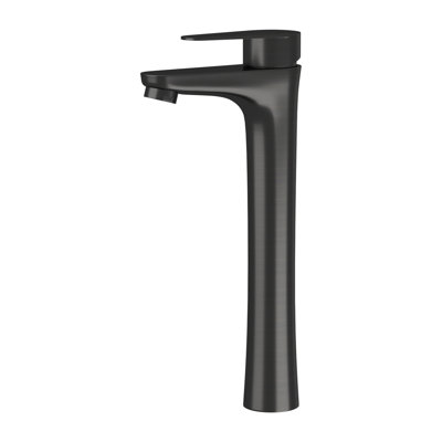 Robinet pour salle de bain à 1 trou en bronze huilé avec poignée simple, bec haut et lavabo de construction durable pour salle de bain, avec valve en céramique lisse à connexion rapide mise en place facile