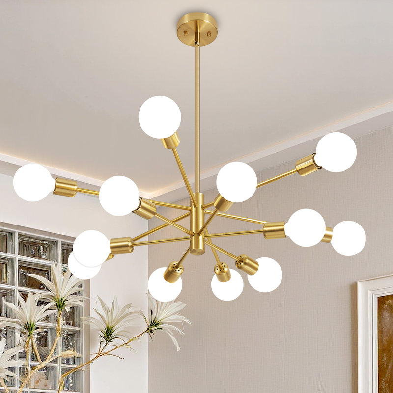 Lilwenn 12 - Light Sputnik Modern Linear Chandelier, Gold