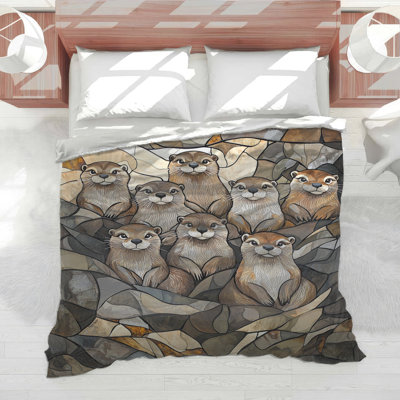 Otters Bedding Animals Comforter Art Deco