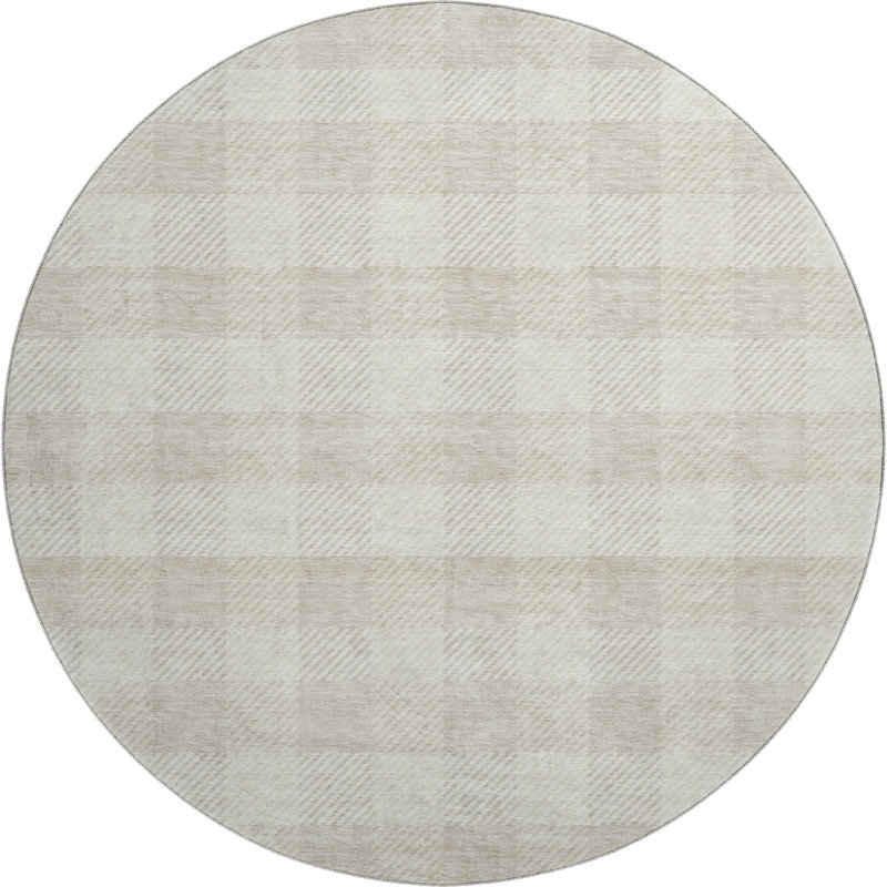 Premium Machine Washable Prisco Ivory Rug, Round 8'