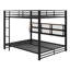 Metal Bunk Bed With Storage Cabinets And LED
