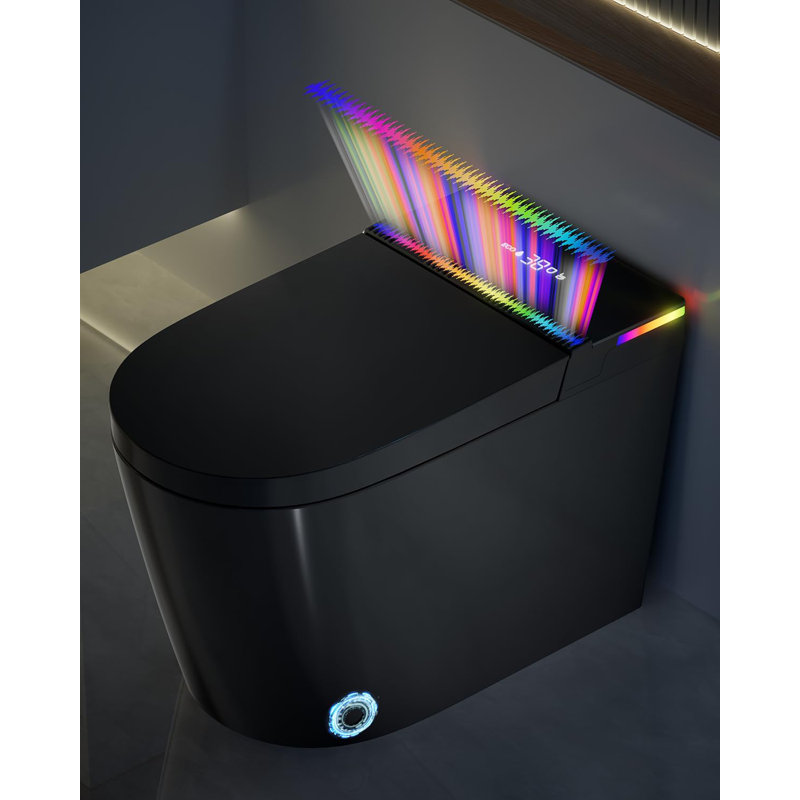 Yingze Smart Toilet With Bidet Built In,Tankless Toilet Auto Open/Close Lid With Dryer, ADA Comfort Height Heat Seat, Instant Warm Water, Power Outage And Flush,Foot Sensor, LED Display, 1.28GPF