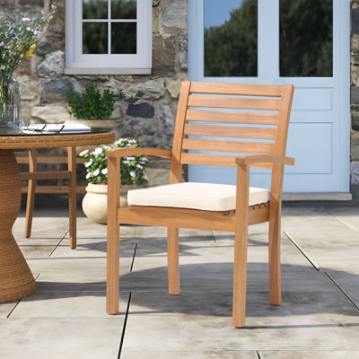 Acacia Outdoor Stackable Dining Armchair with Cushion