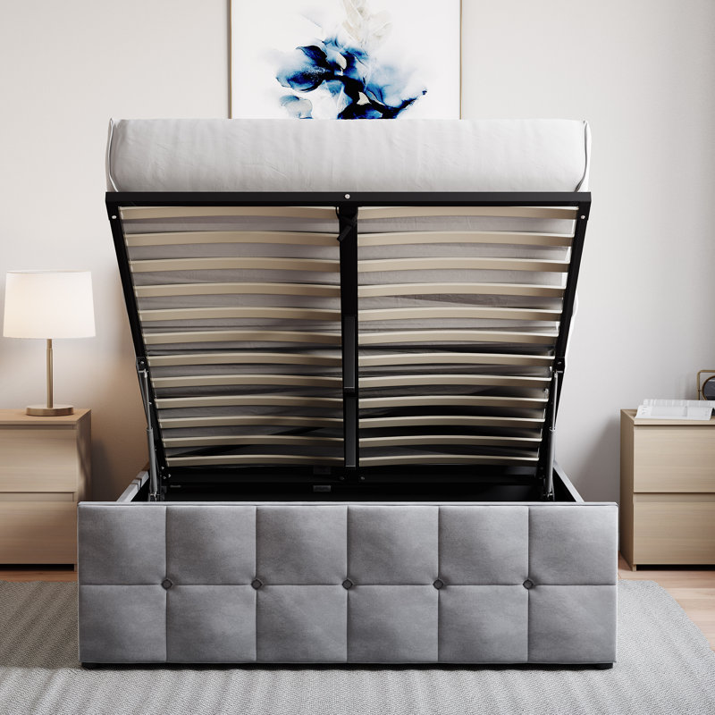 Connell Upholstered Ottoman Bed, UKFR Certified, Double (4'6), Light Grey Velvet
