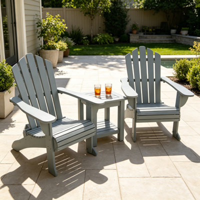 Ensemble de 2 chaises Adirondack pliables en bois de peuplier massif, chaises longues de patio intérieures et extérieures grises avec large siège et accoudoirs, capacité de poids de 250 lb, assemblage facile pour la terrasse de la véranda au bord de la piscine