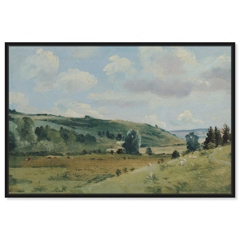 Art mural paysage paysage campagne par Art Remedy, Cadre noir, H 11 po x l 16 po
