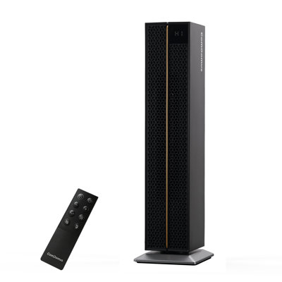 Chaufferette 32 po avec oscillation de 120 °, 5 niveaux de chaleur, 3 modes, plusieurs protections de sécurité, chauffe-tour en céramique noire pour la chambre à coucher