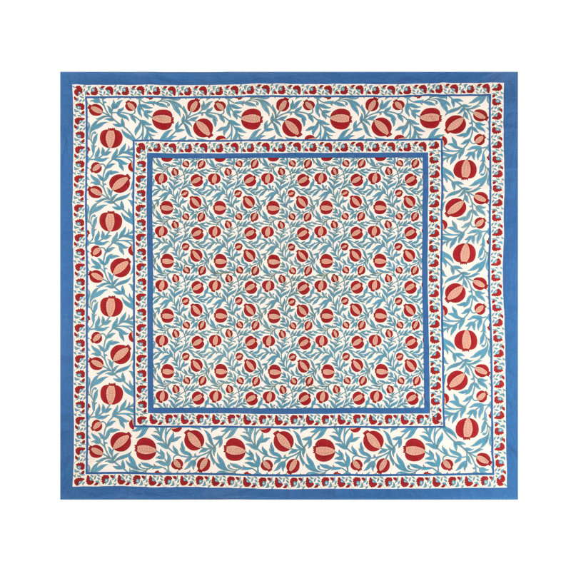 Williston Handmade Floral Tablecloth, Red/Blue