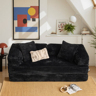 Modern 80" Modular Sleeper Sofa Bed, Cloud-Like Corduroy Couch With High-Resilience Foam For Living Rooms, Studios, And Guest Spaces