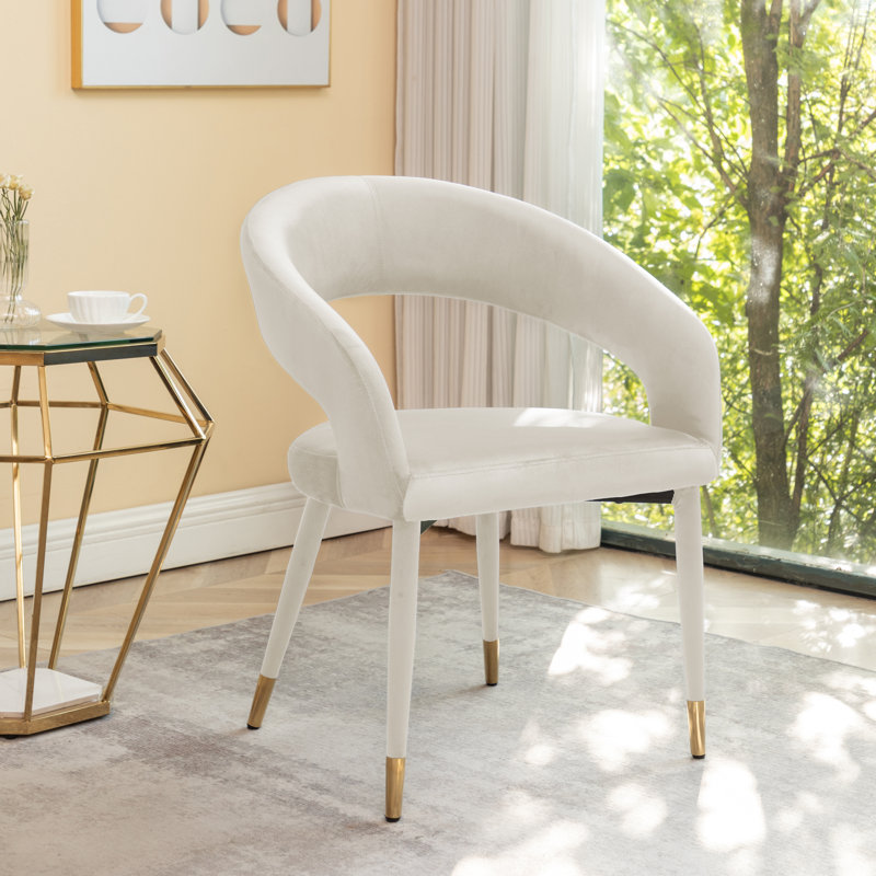 Sina 17.91'' H Velvet Upholstered Armchair, Cream
