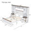 Lit plateforme, structure en bois de pin, tablette de rangement, bibliothèque, 2 tables de chevet, noyer blanc-334976646