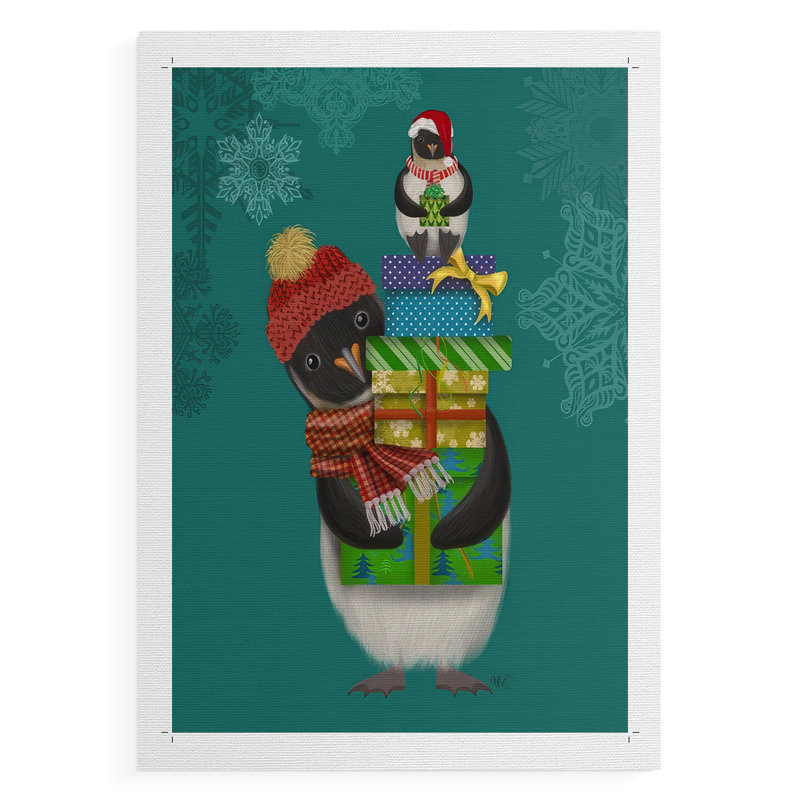 Cadeaux de Noël pingouins - impression sur toile seulement - non encadrée, H 18 po x l 12 po