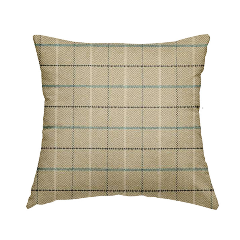 Bremer Plaid Square Cushion, 55cm H x 55cm W x 5cm D, Beige/Blue