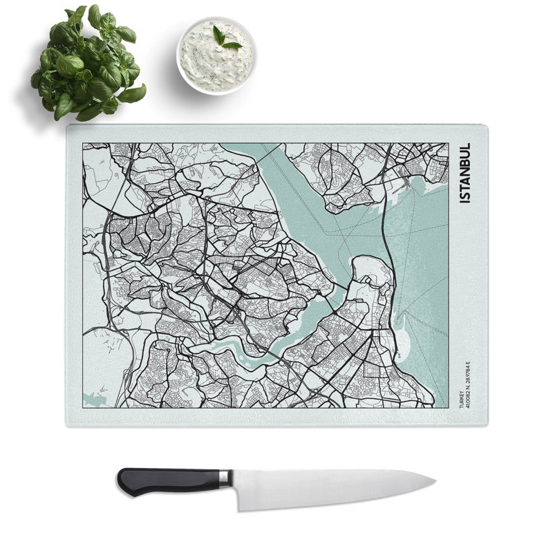 Map Istanbul Turkey Chopping Board, 28.5cm W x 39cm L