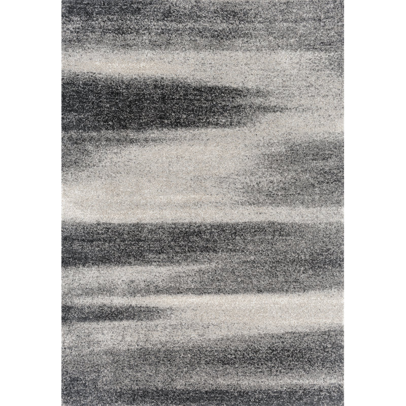 Tapis gris fantaisie à motif abstrait Woxall, Rectangle 5 pi 3 po x 7 pi 2 po