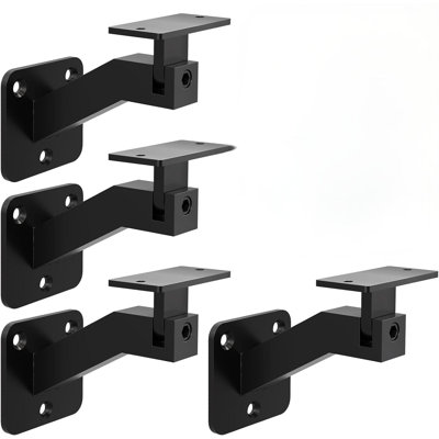 4 Pack Adjustable Handrail Brackets For Indoor Stairs,  Stainless Steel Black Railing Bracket For Staircase, Swivel Hand Rail Banister Brackets For Corridors, Offices, Living Rooms