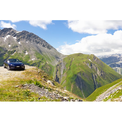 Blue Car In The Beautiful Mountains Alps by Lutavia - No Frame Art Prints on Canvas